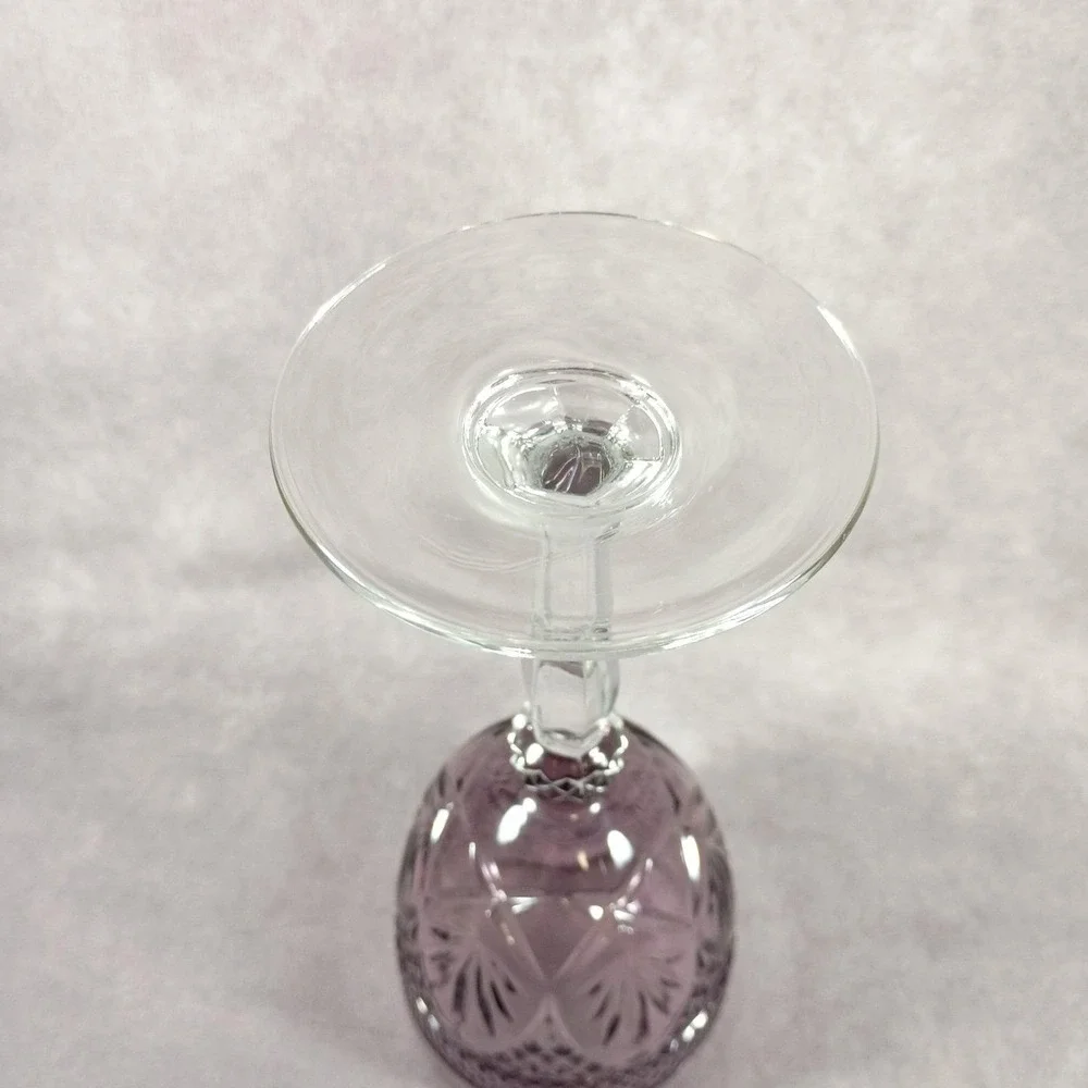 Set of 2 Cristal D'Arques Durand  Amethyst Purple Water/Wine Goblet Glass